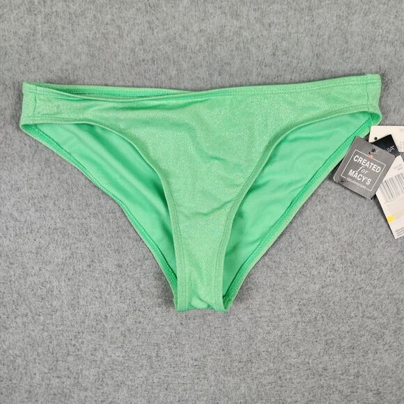 NWT California Waves Bikini Bottom Size Medium Mint Green Metallic Shine Hipster - Picture 1 of 9